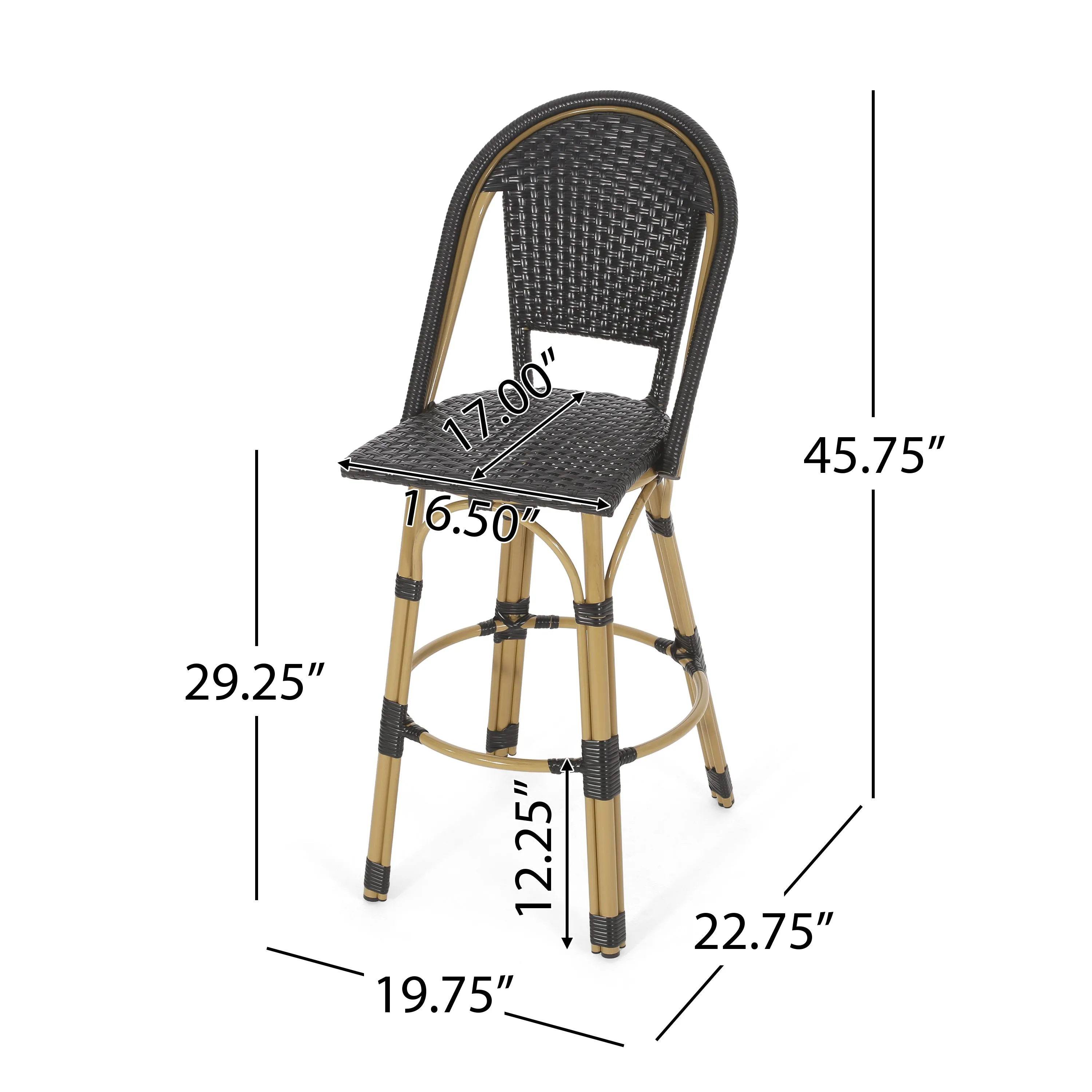 Outdoor French Wicker and Aluminum 29.5 Inch Barstools