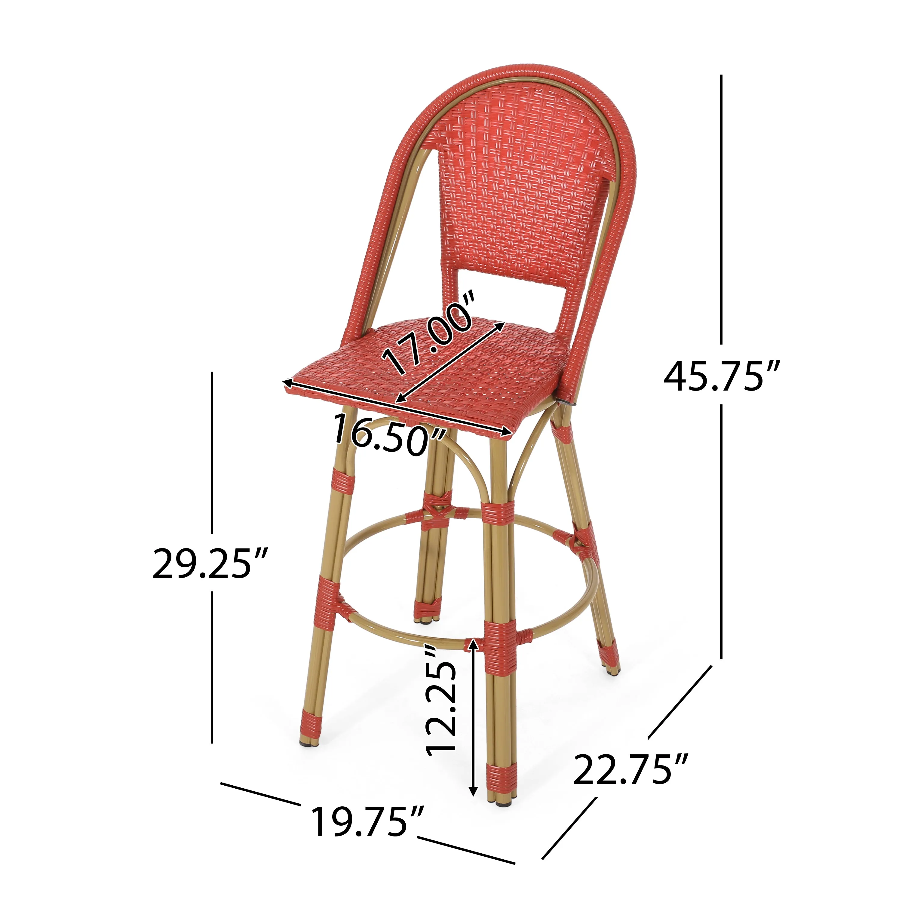 Outdoor French Wicker and Aluminum 29.5 Inch Barstools