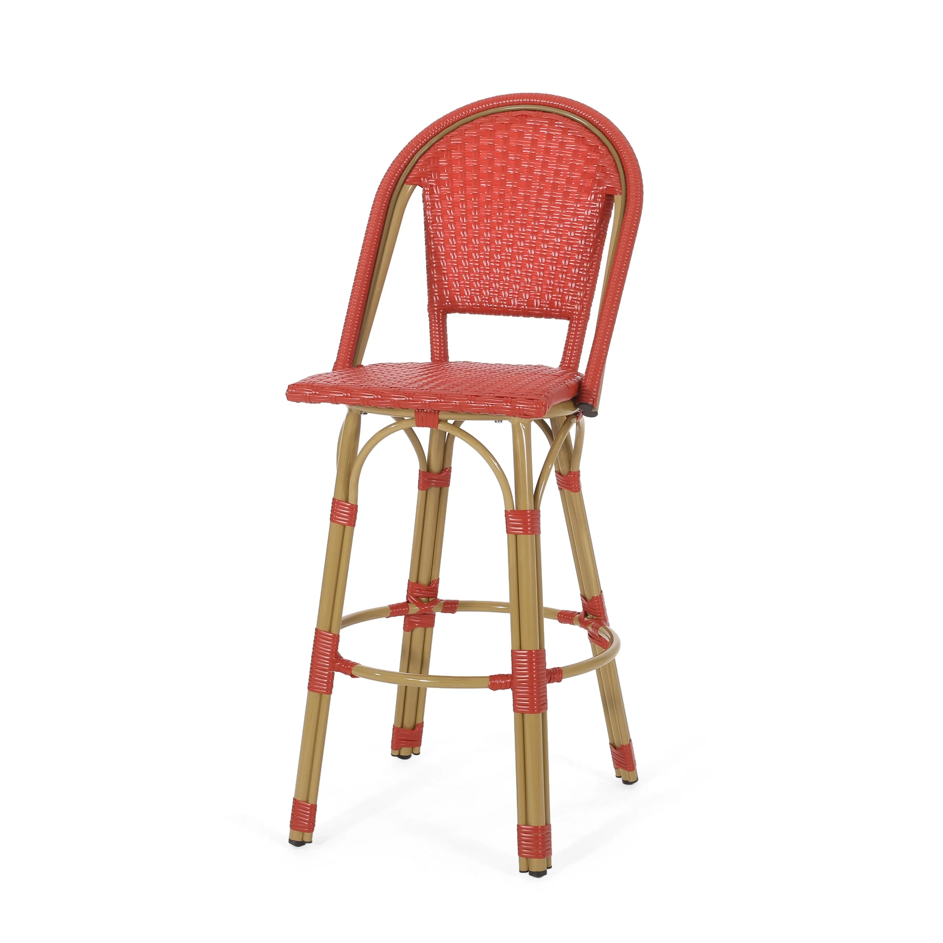 Outdoor French Wicker and Aluminum 29.5 Inch Barstools
