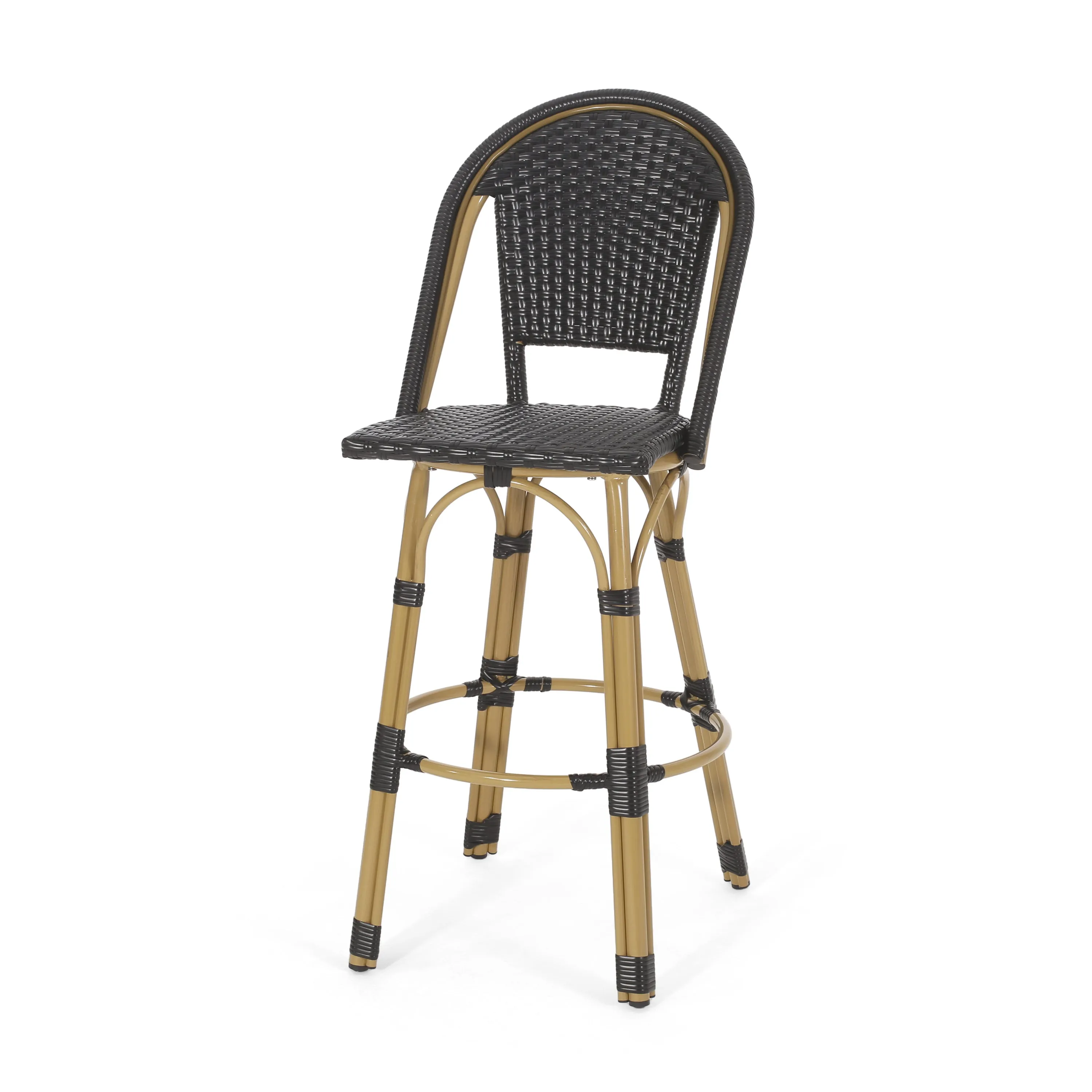 Outdoor French Wicker and Aluminum 29.5 Inch Barstools