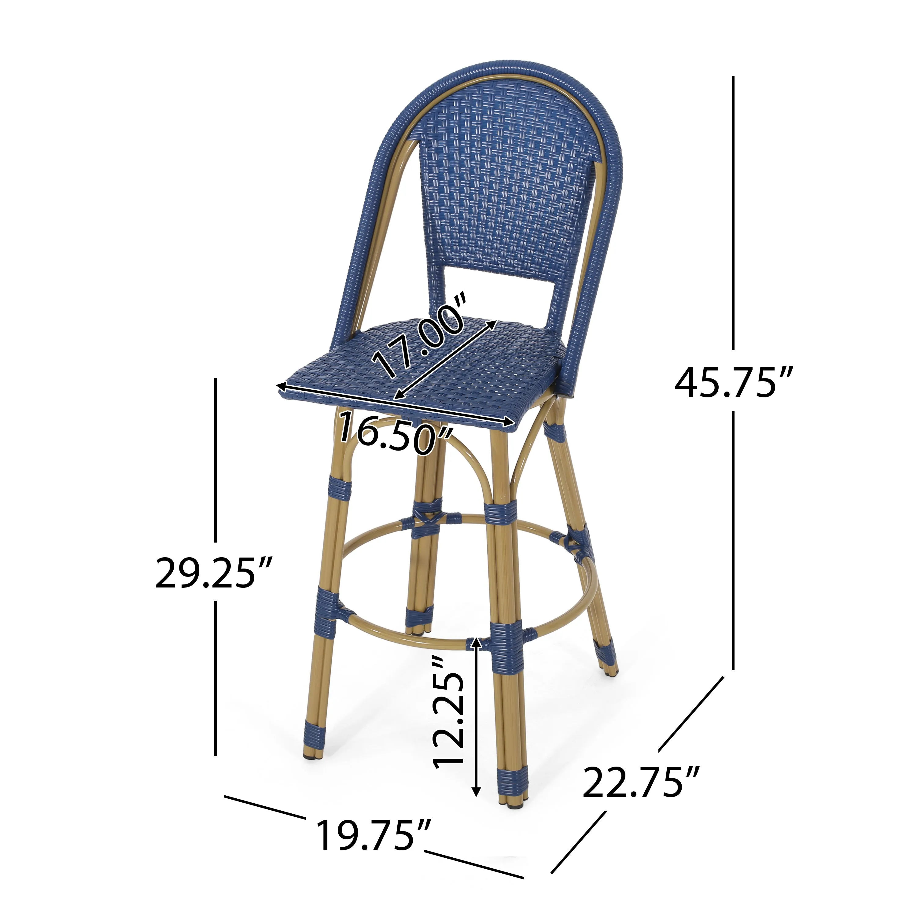 Outdoor French Wicker and Aluminum 29.5 Inch Barstools