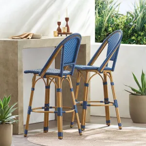 Outdoor French Wicker and Aluminum 29.5 Inch Barstools patio chairs, outdoor seating