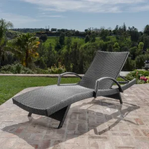 Outdoor Gray Wicker Arm Chaise Lounges - NH381103 patio chairs, outdoor seating