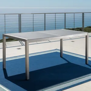 Outdoor Grey Aluminum Dining Table with Tempered Glass Top - NH263003 patio chairs, outdoor seating
