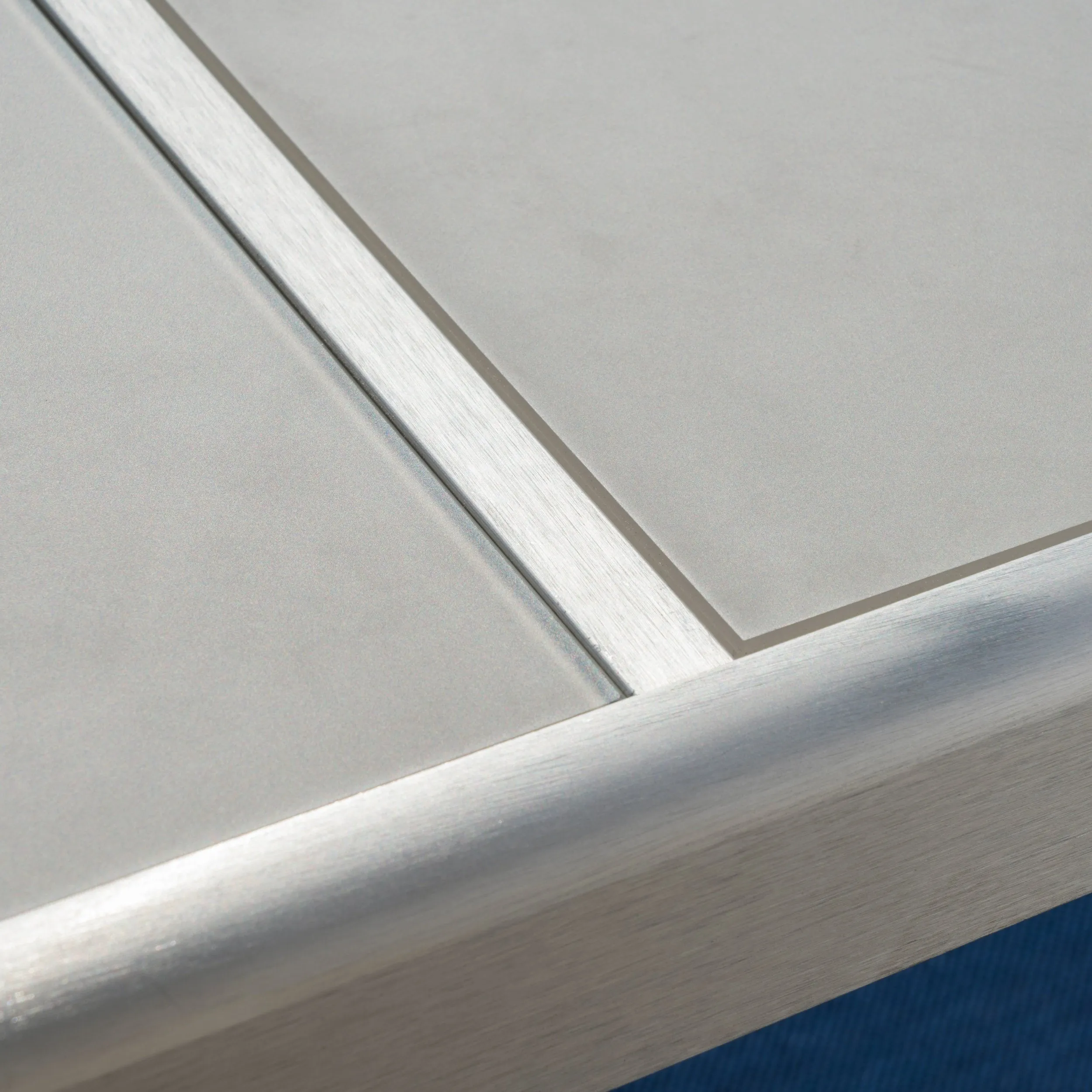 Outdoor Grey Aluminum Dining Table with Tempered Glass Top - NH263003