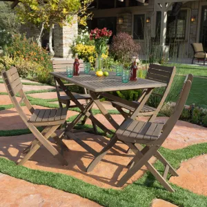 Outdoor Grey Finish Acacia Wood Foldable Dining Set - NH808992 patio chairs, outdoor seating