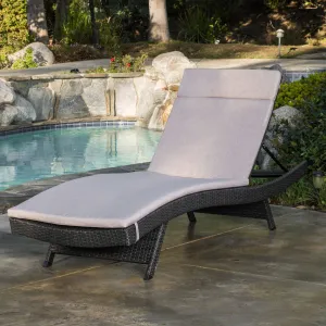 Outdoor Grey Wicker Adjustable Chaise Lounge w/ Cushion - NH608692 patio chairs, outdoor seating