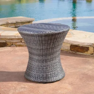 Outdoor Grey Wicker Side Table - NH668412 patio chairs, outdoor seating