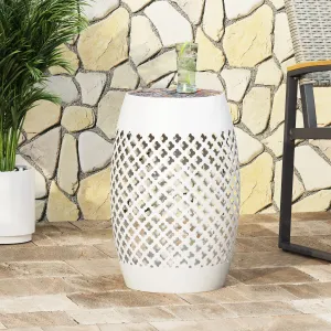Outdoor Lace Cut Side Table with Tile Top - NH450313 patio chairs, outdoor seating