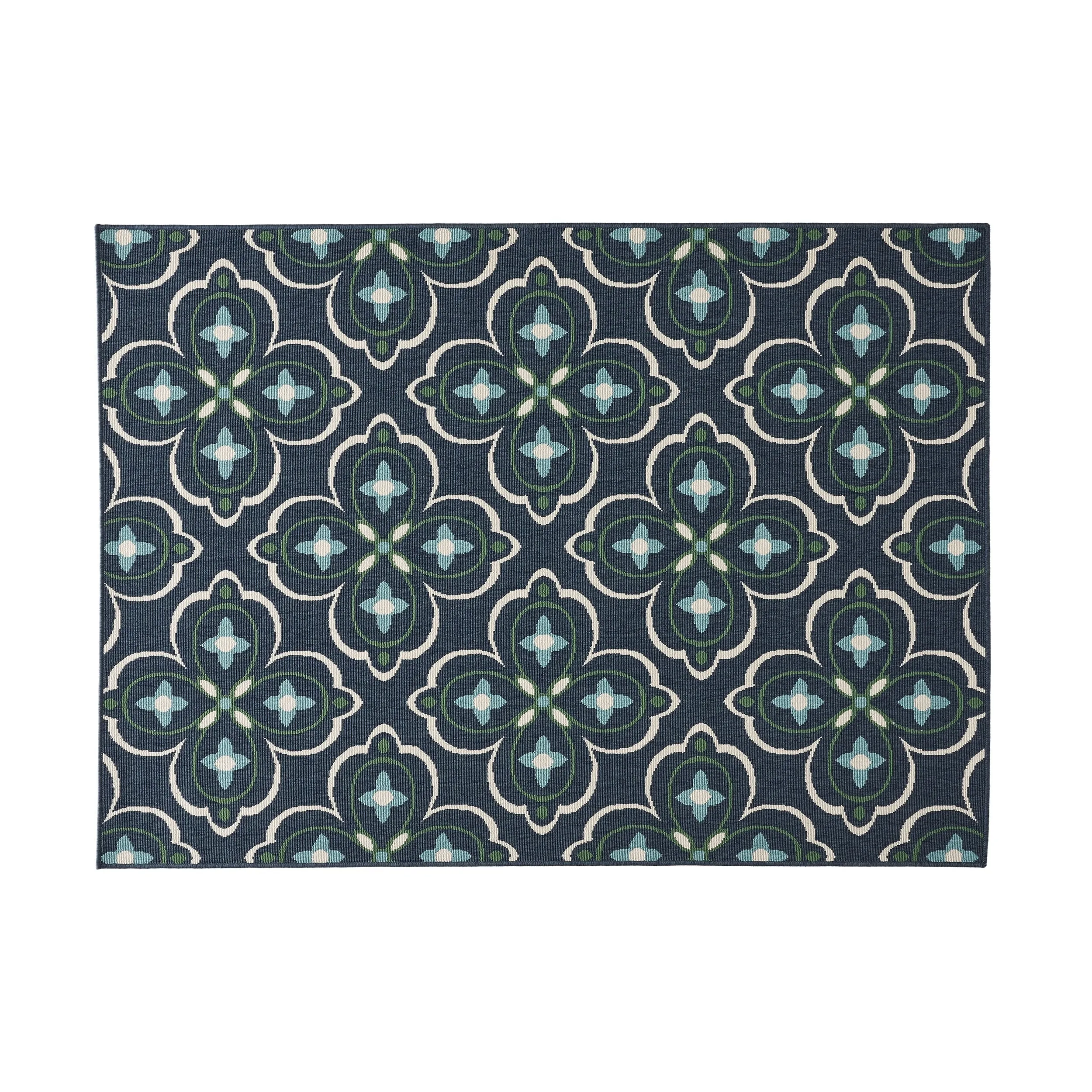 Outdoor Medallion Area Rug, Blue and Green - NH365803