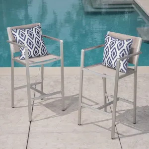 Outdoor Mesh 29.50 Inch Barstools with Rust-Proof Aluminum Frame - NH852403 patio chairs, outdoor seating
