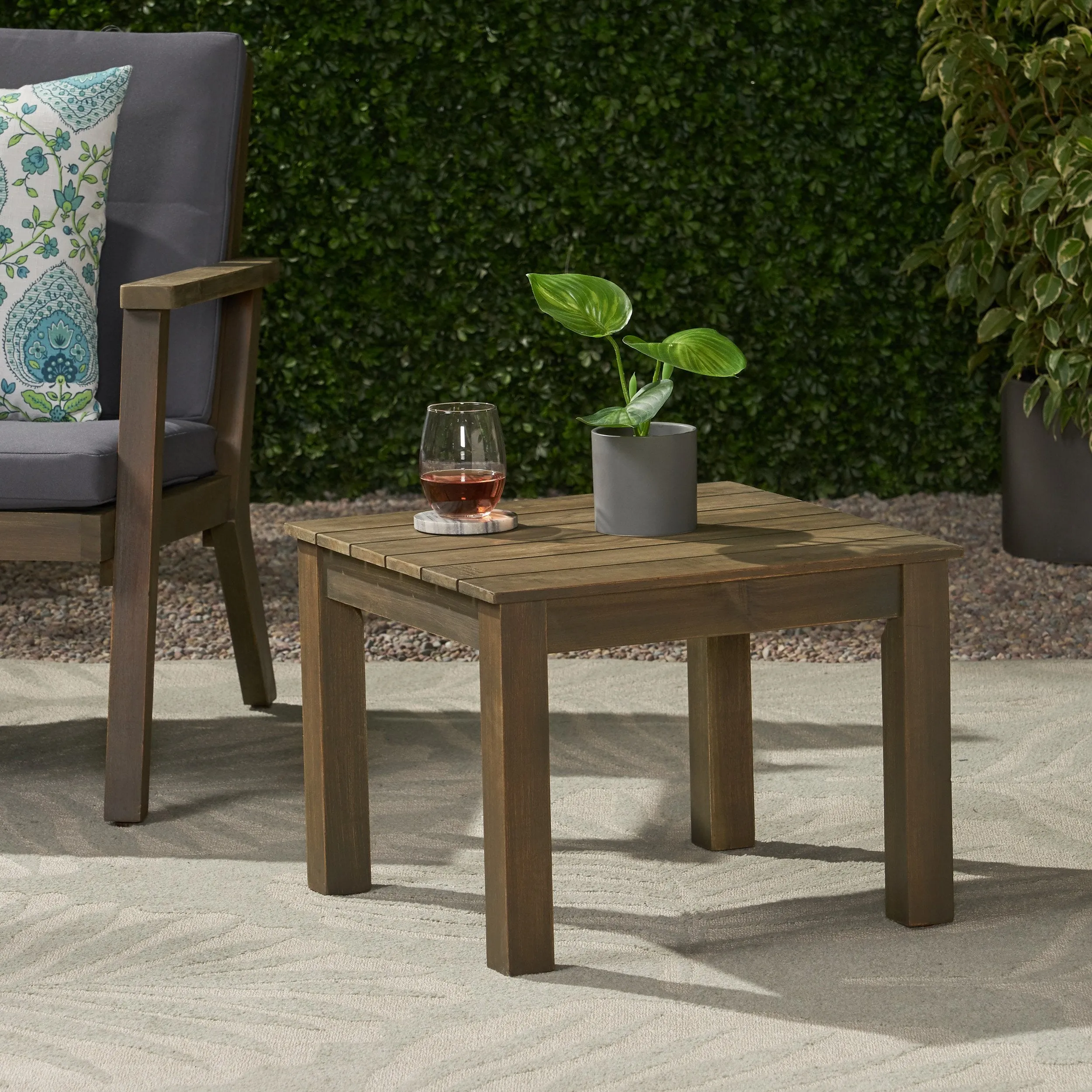 Outdoor Mid-Century Modern End Table - NH841213 patio chairs, outdoor seating