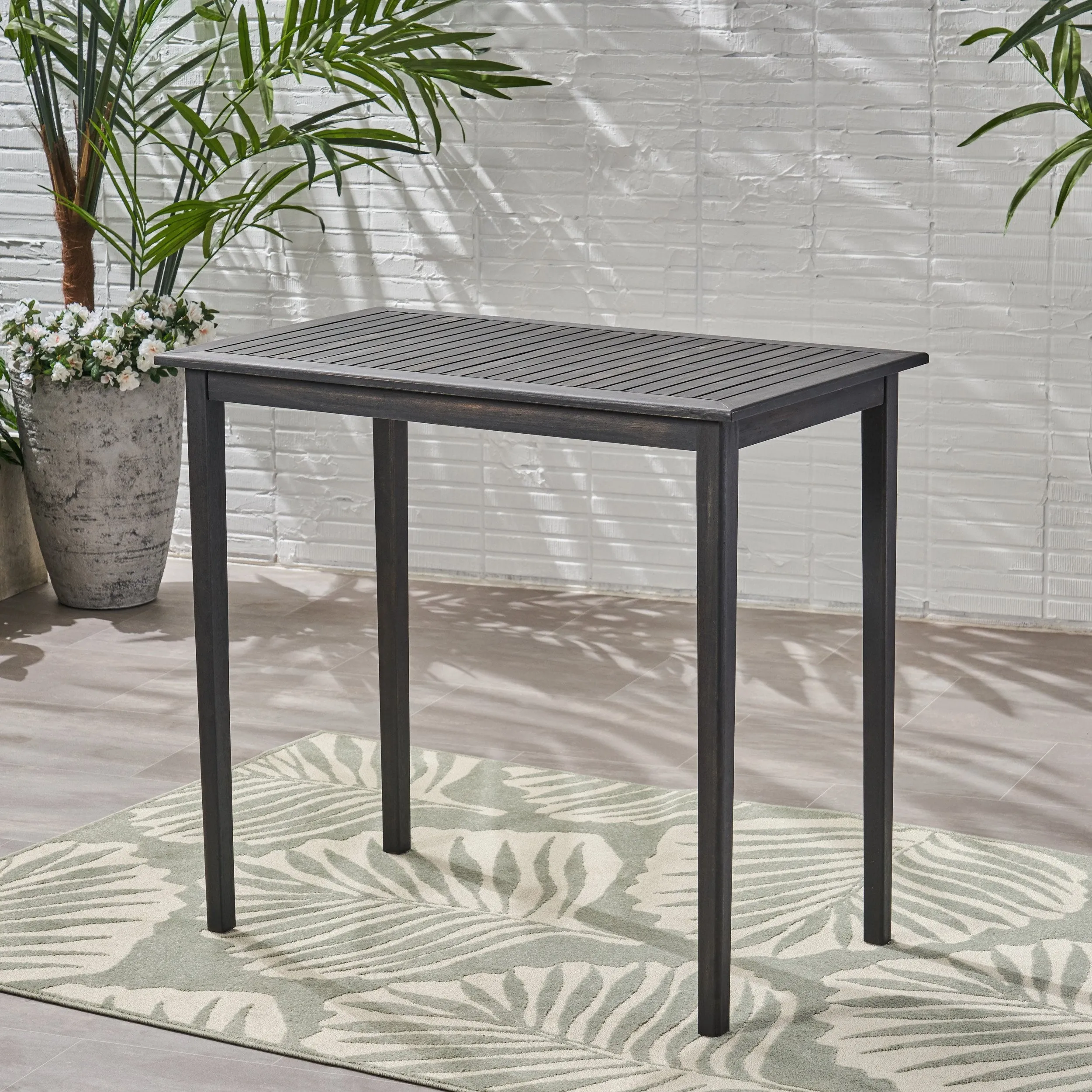 Outdoor Minimalist Acacia Wood Rectangle Bar Table - NH310903