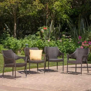 Outdoor Mix Mocha Wicker Stacking Dining Chairs (Set of 4) - NH245003 patio chairs, outdoor seating
