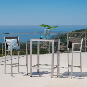 Outdoor Modern 3-Piece Gray Wicker Bar Set with Aluminum Frame - NH853003 patio chairs, outdoor seating