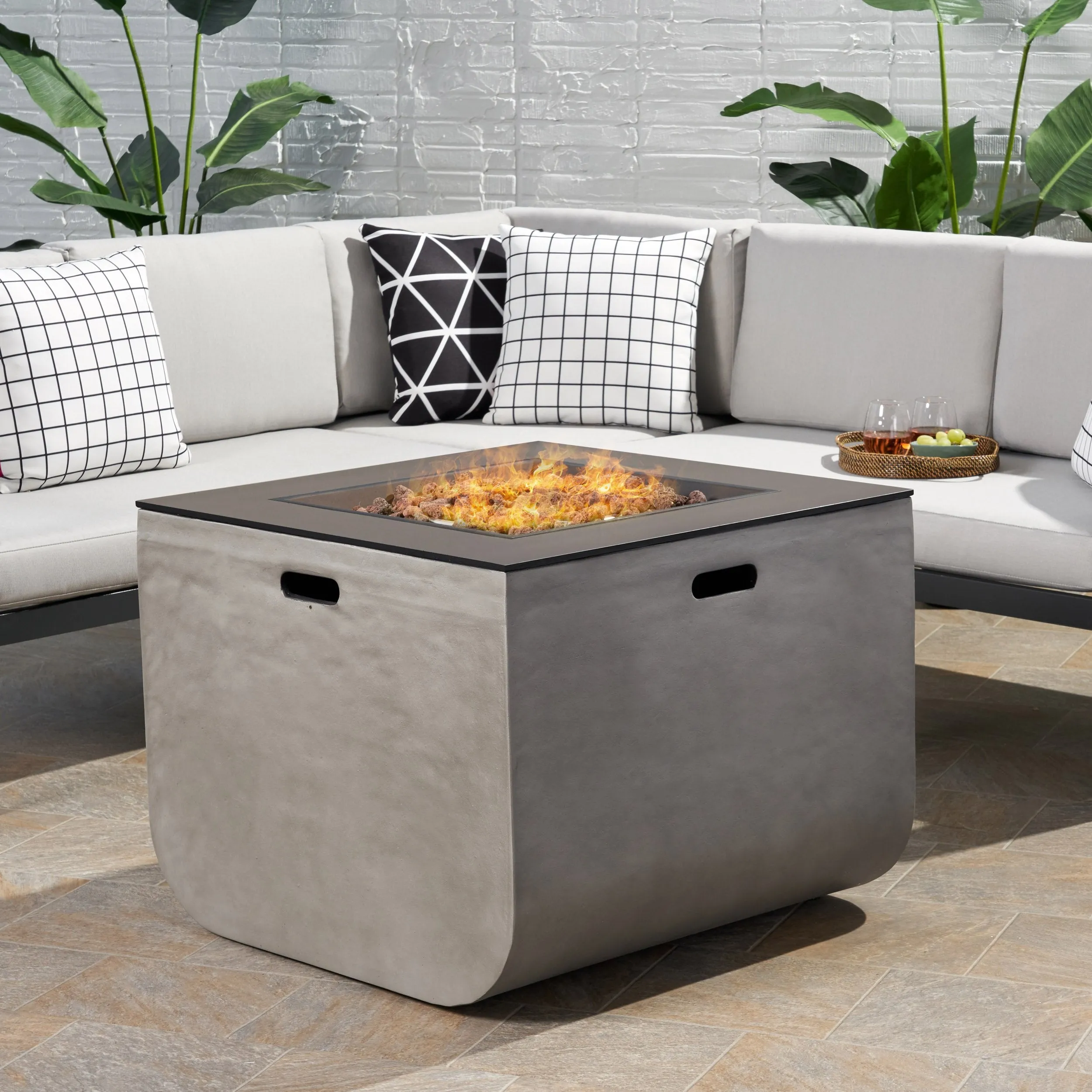 Outdoor Modern 30-Inch Square Fire Pit - NH344113 patio chairs, outdoor seating
