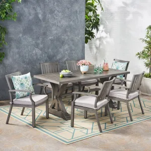 Outdoor Modern 6 Seater Aluminum Dining Set with Cushions - NH754113 patio chairs, outdoor seating
