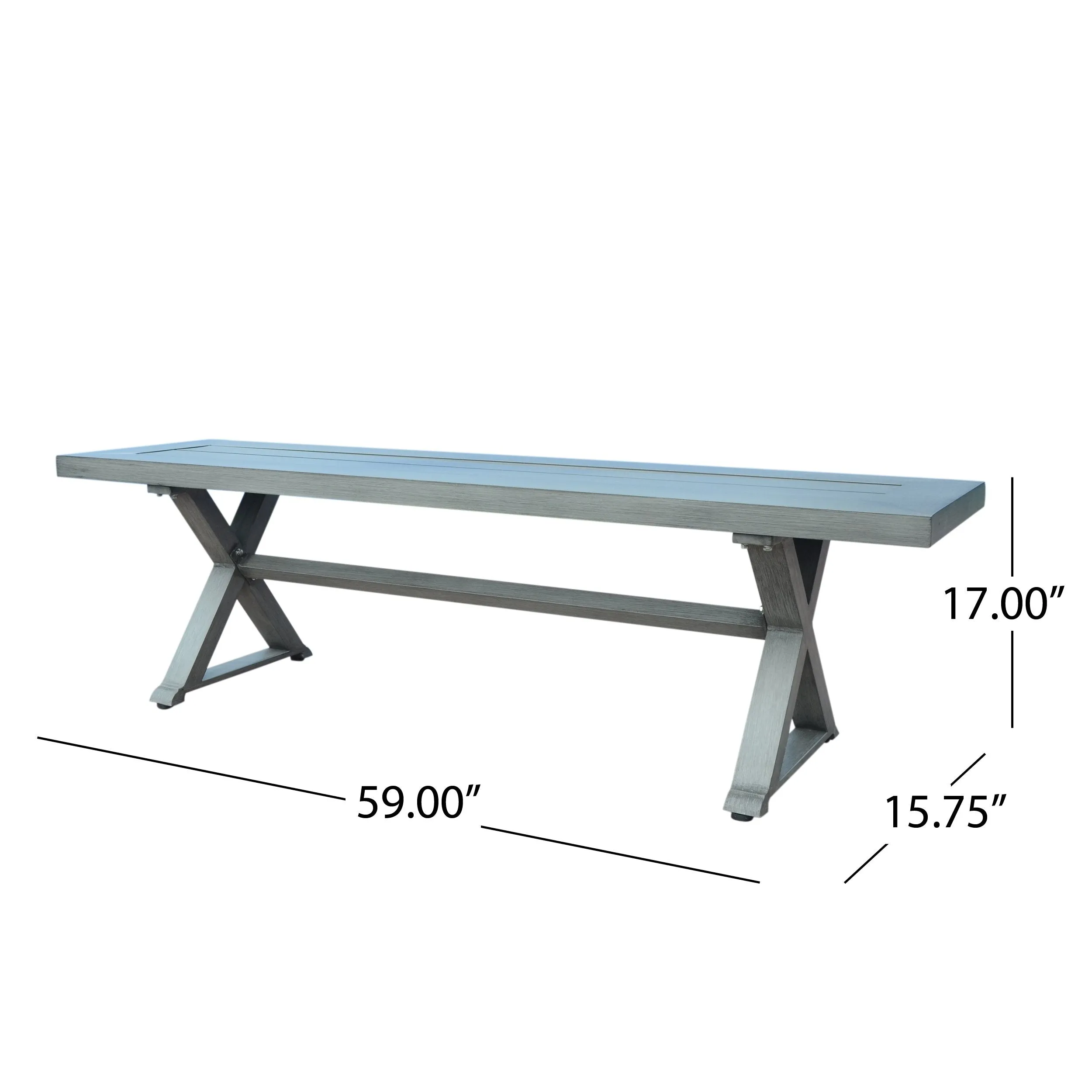 Outdoor Modern 6 Seater Aluminum Dining Set with Dining Bench - NH382013