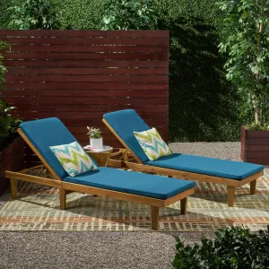 Outdoor Modern Acacia Wood Chaise Lounge with Cushion (Set of 2) - NH057013 patio chairs, outdoor seating