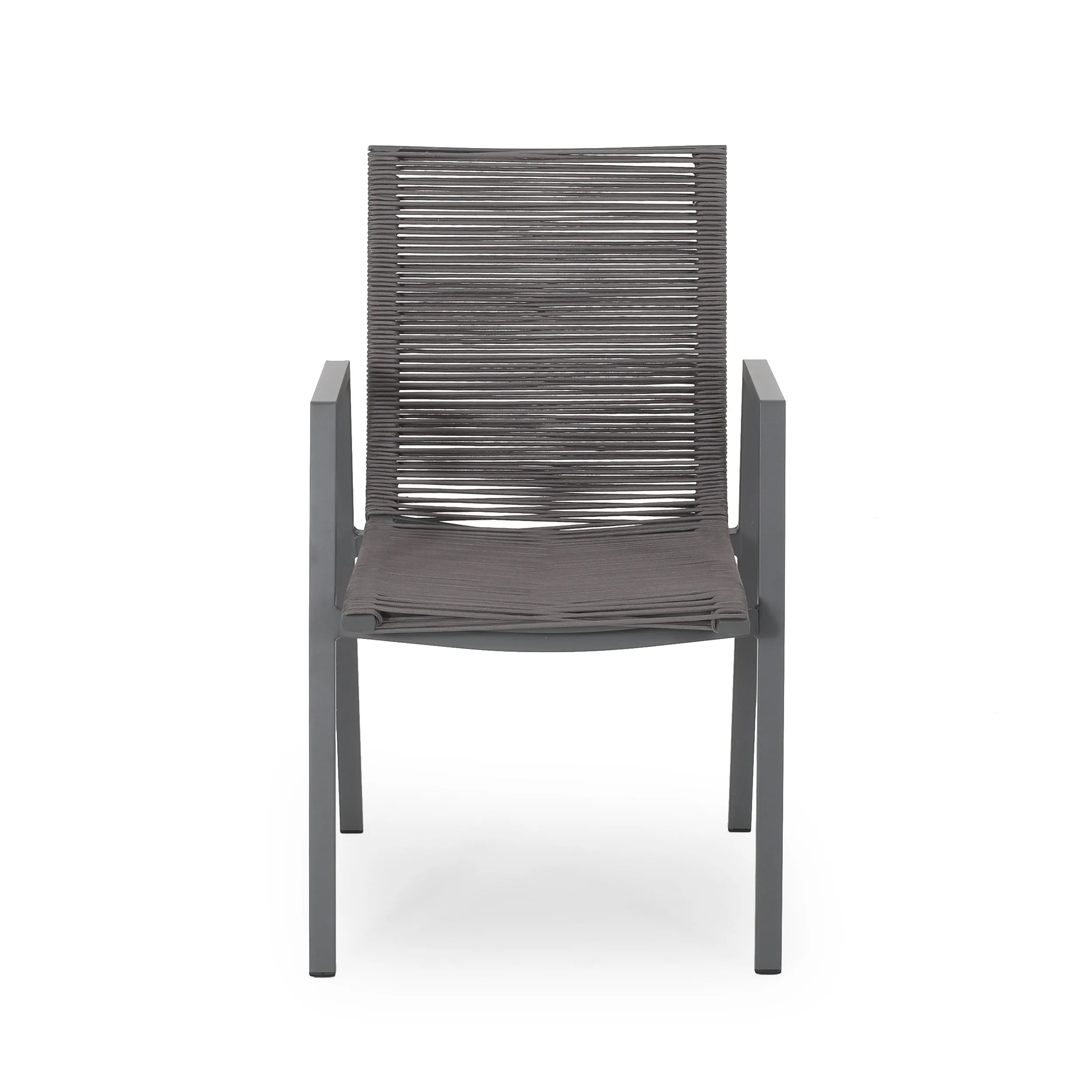 Outdoor Modern Aluminum Dining Chair with Rope Seat (Set of 2) - NH848013