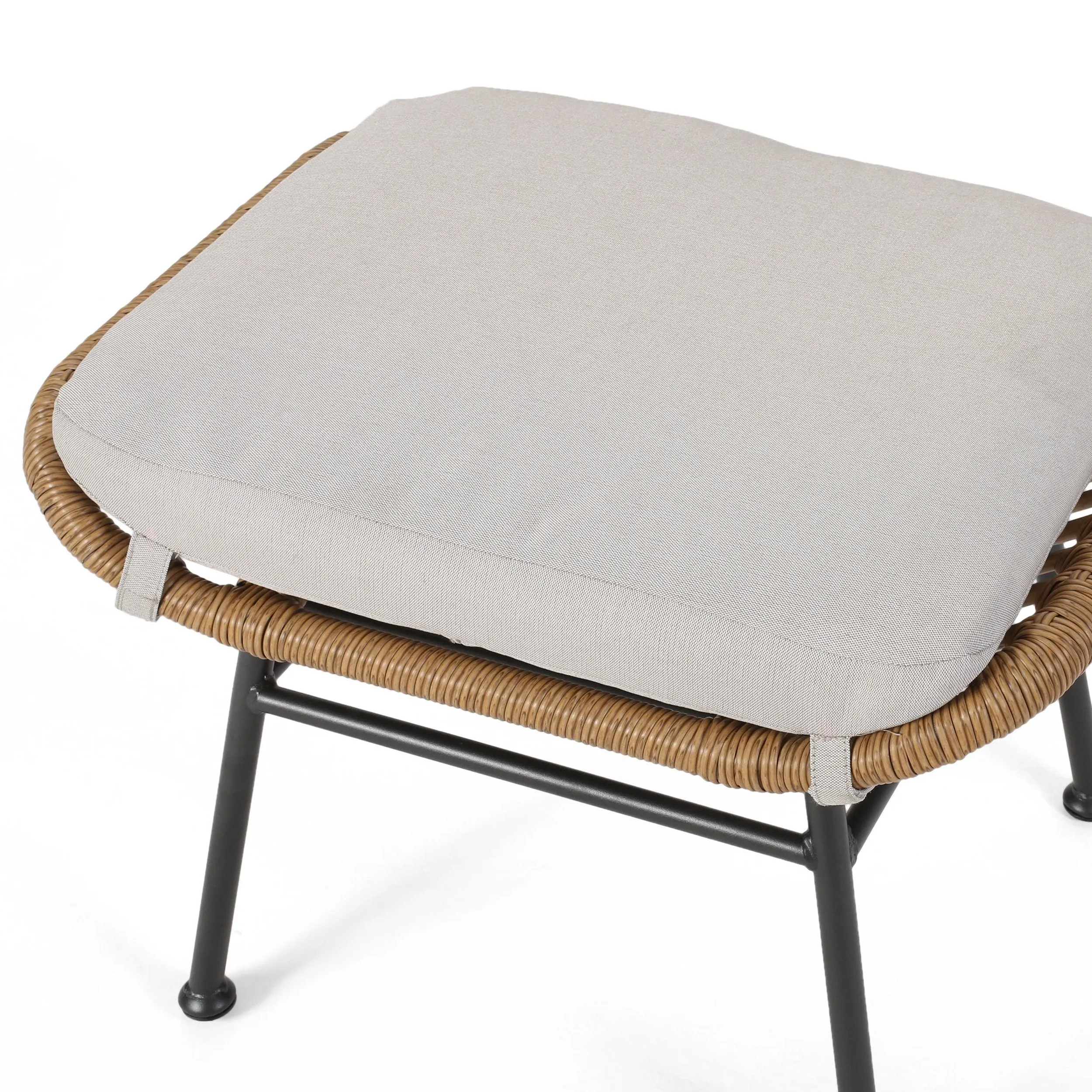 Outdoor Modern Boho Wicker Ottoman (Set of 2) - NH054013