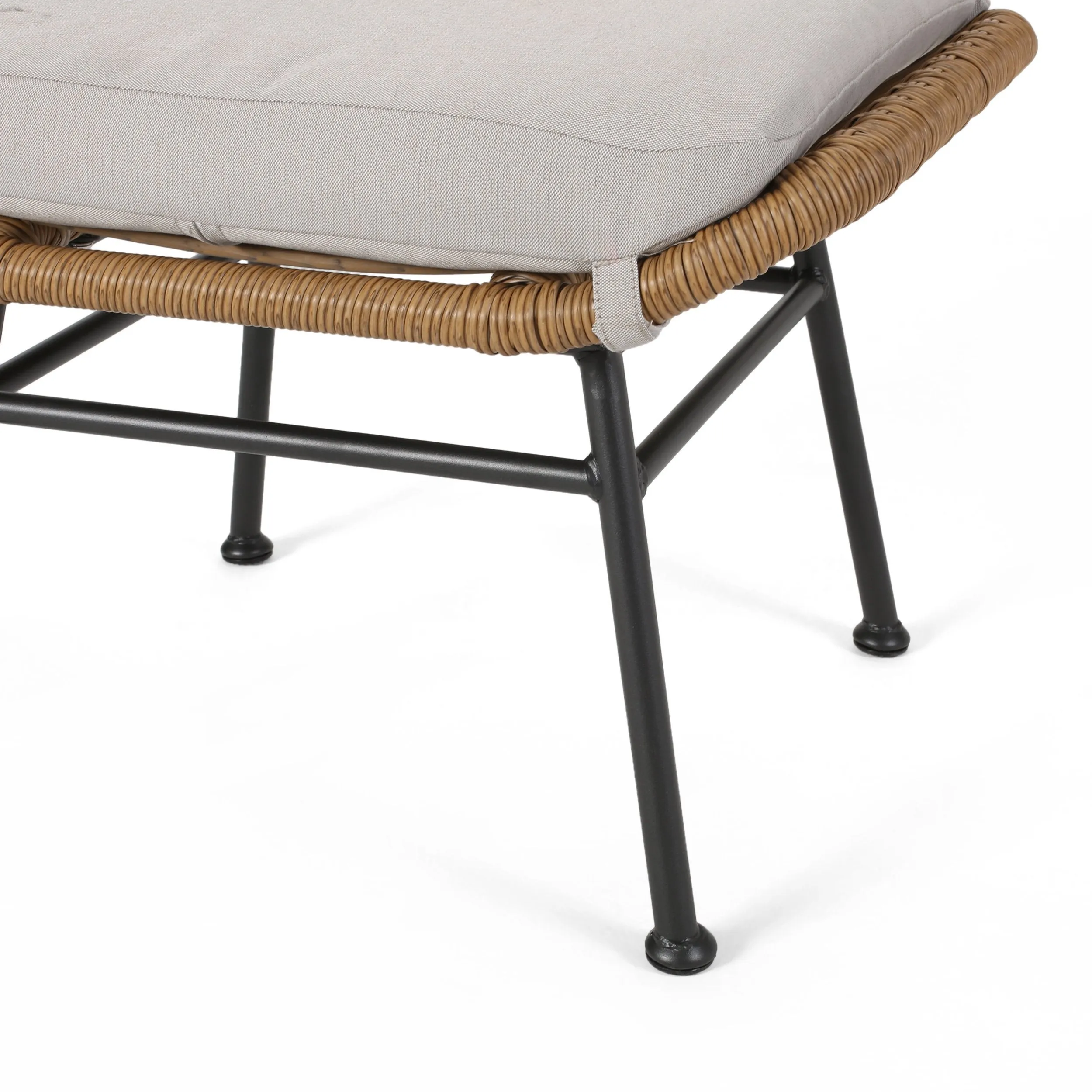 Outdoor Modern Boho Wicker Ottoman (Set of 2) - NH054013