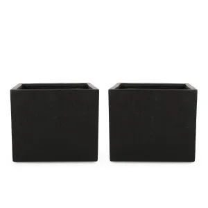 Outdoor Modern Cast Stone Square Planters (Set of 2) - NH223313 patio chairs, outdoor seating