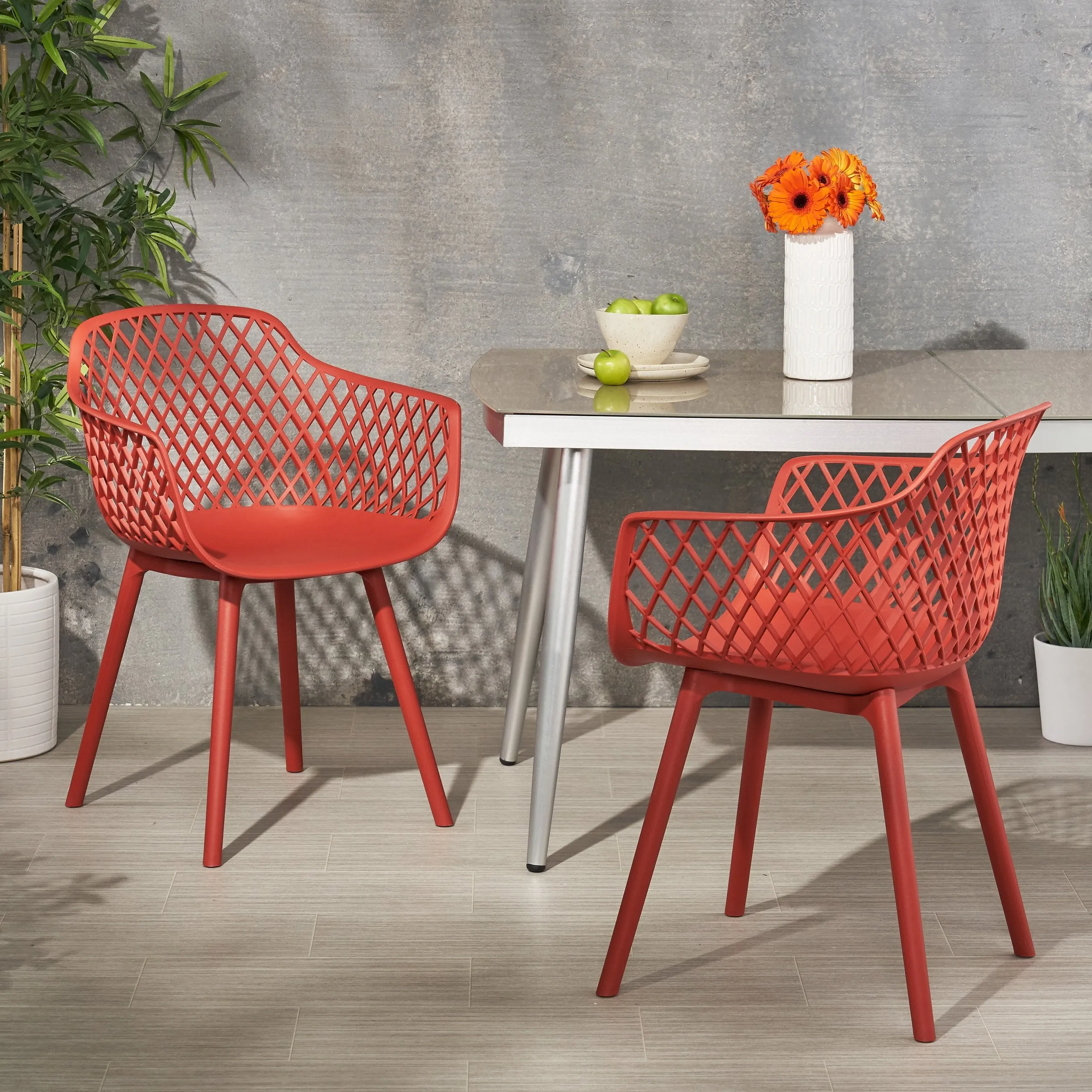 Outdoor Modern Dining Chair (Set of 2) - NH074213 patio chairs, outdoor seating