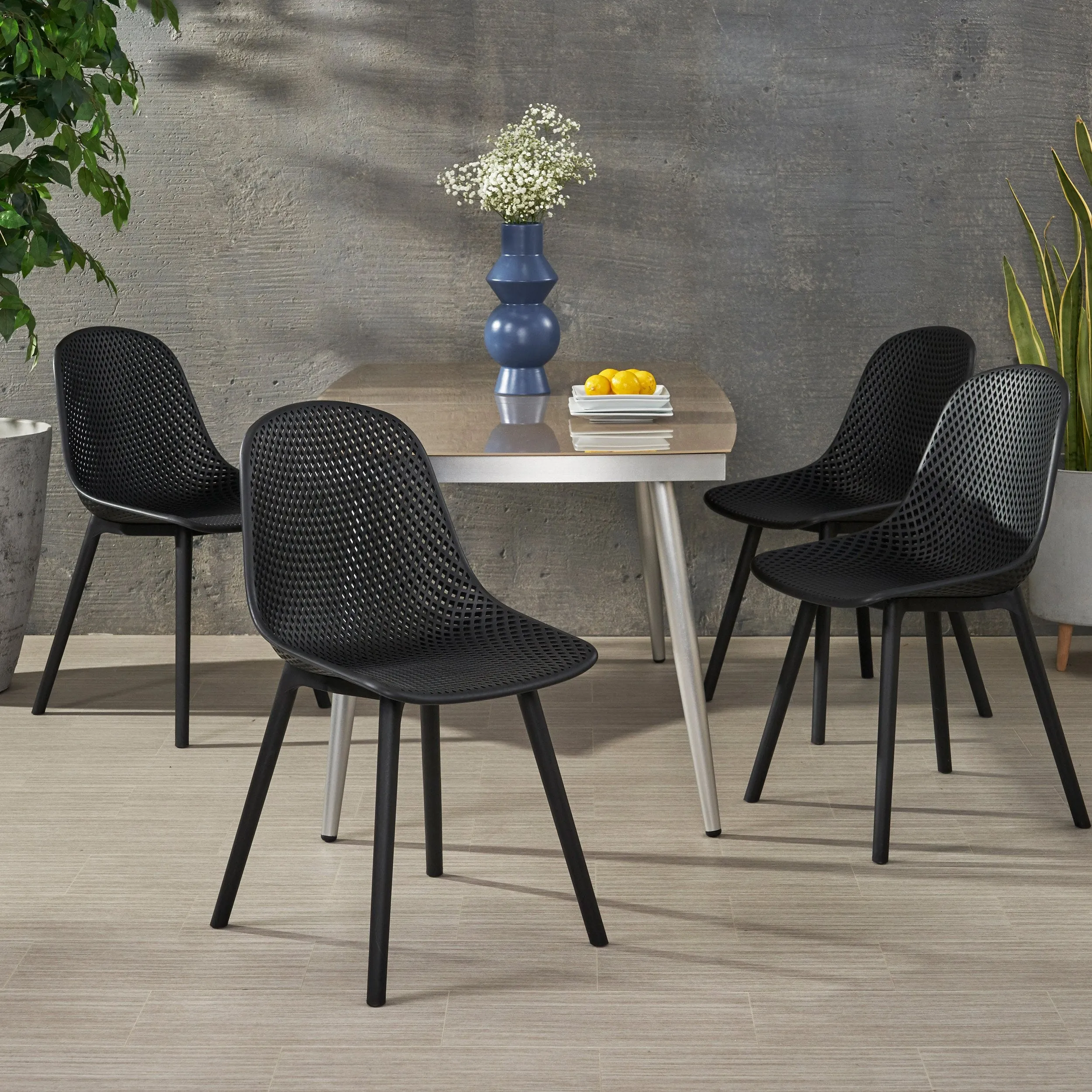 Outdoor Modern Dining Chair (Set of 4) - NH164213 patio chairs, outdoor seating