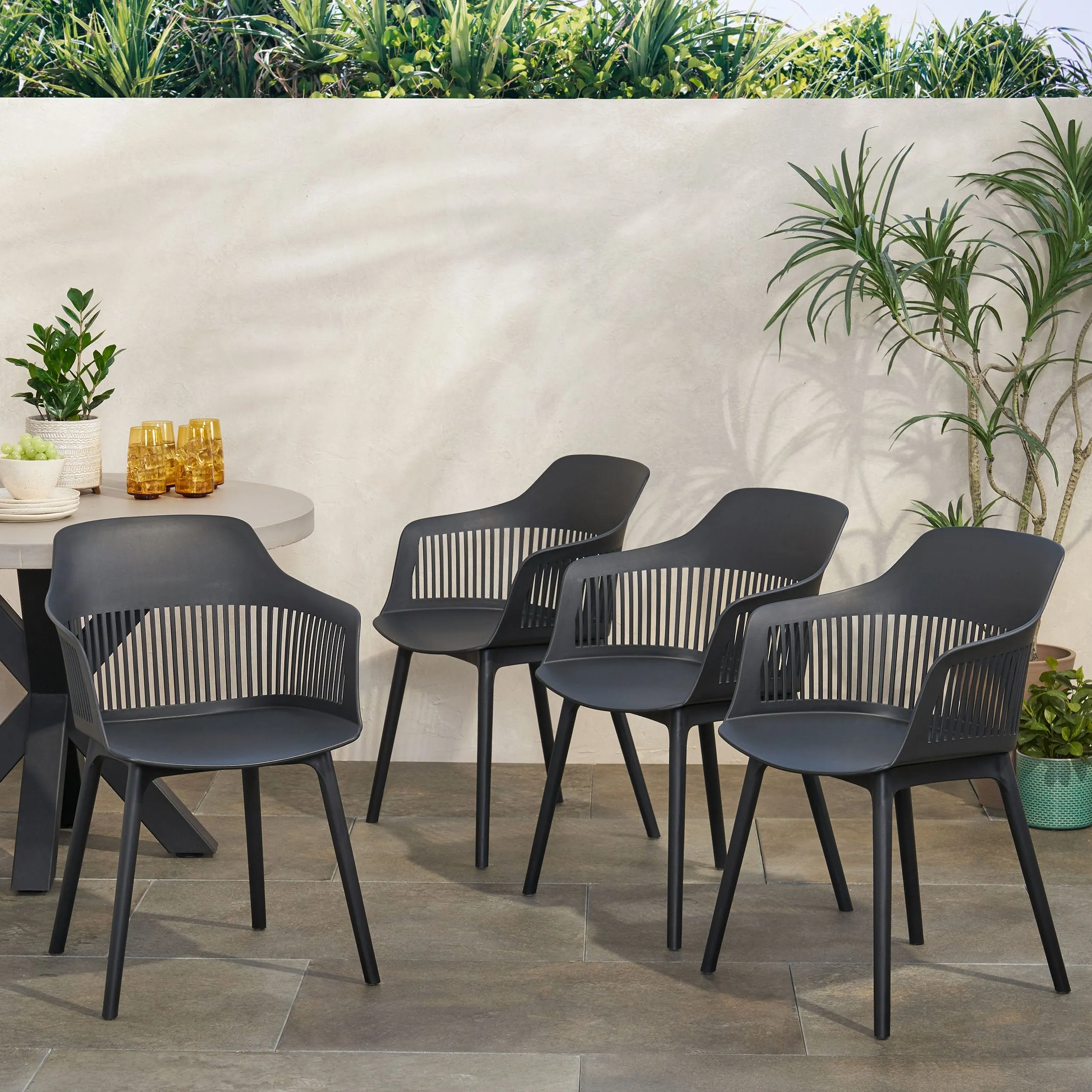 Outdoor Modern Dining Chair (Set of 4) - NH671213 patio chairs, outdoor seating