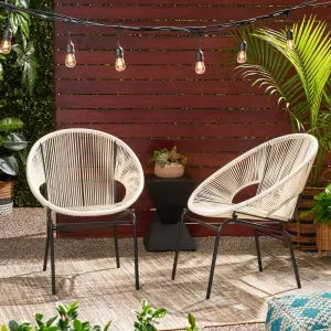 Outdoor Modern Faux Rattan Club Chair (Set of 2) - NH760113 patio chairs, outdoor seating