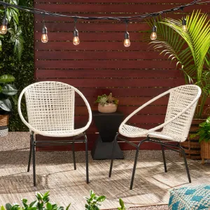 Outdoor Modern Faux Rattan Club Chair (Set of 2) - NH860113 patio chairs, outdoor seating