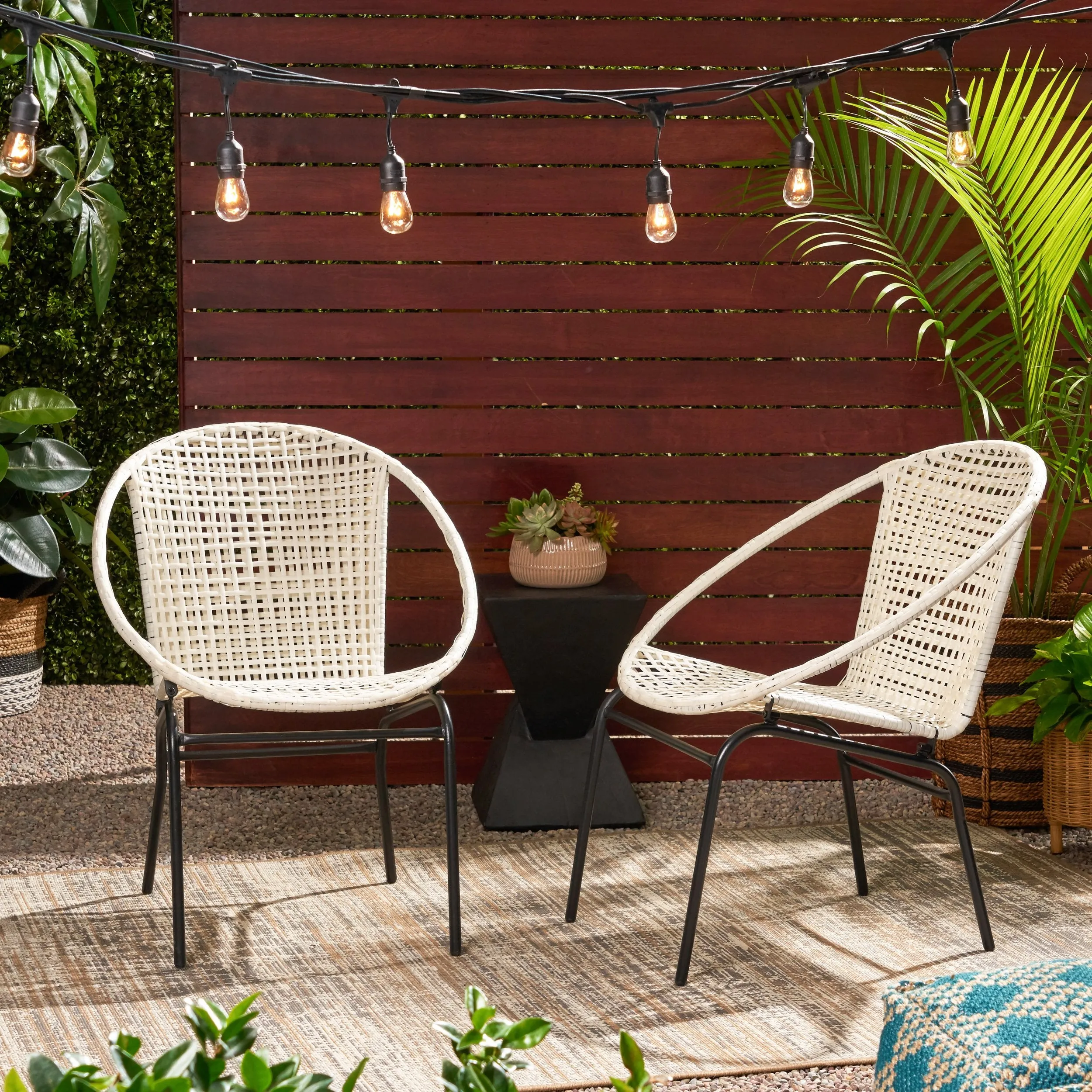 Outdoor Modern Faux Rattan Club Chair (Set of 2) - NH860113 patio chairs, outdoor seating