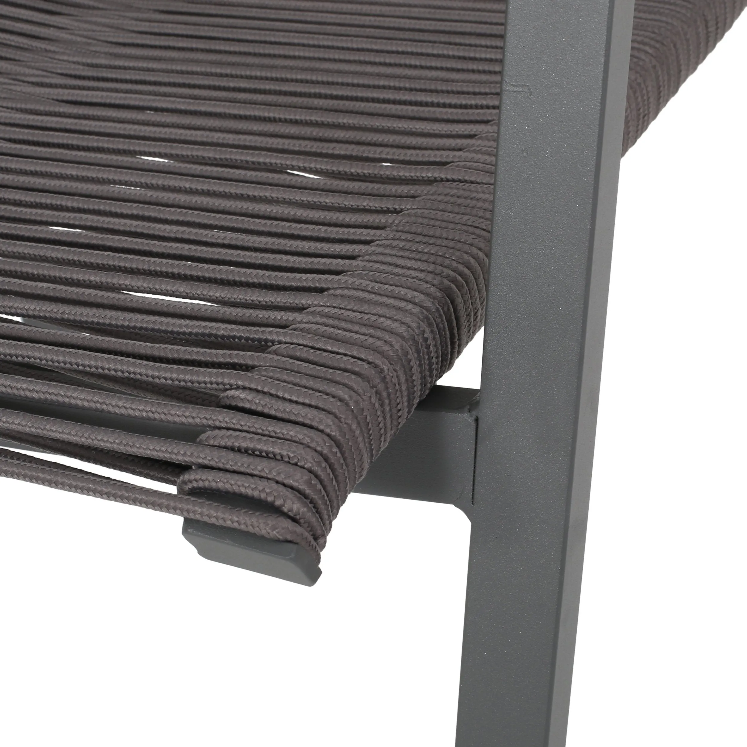 Outdoor Modern Industrial Aluminum 7 Piece Dining Set with Rope Seating - NH605313