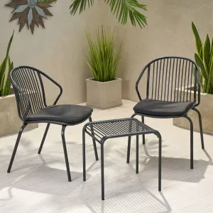 Outdoor Modern Iron 2 Seater Chat Set with Cushions - NH027013 patio chairs, outdoor seating