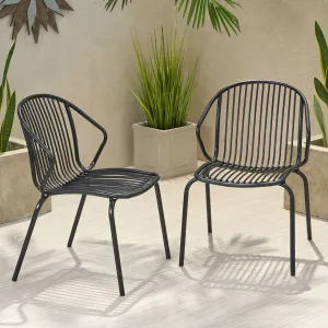 Outdoor Modern Iron Club Chair (Set of 2) - NH417013 patio chairs, outdoor seating