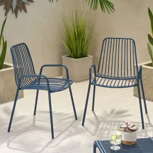 Outdoor Modern Iron Club Chair (Set of 2) - NH927013 patio chairs, outdoor seating