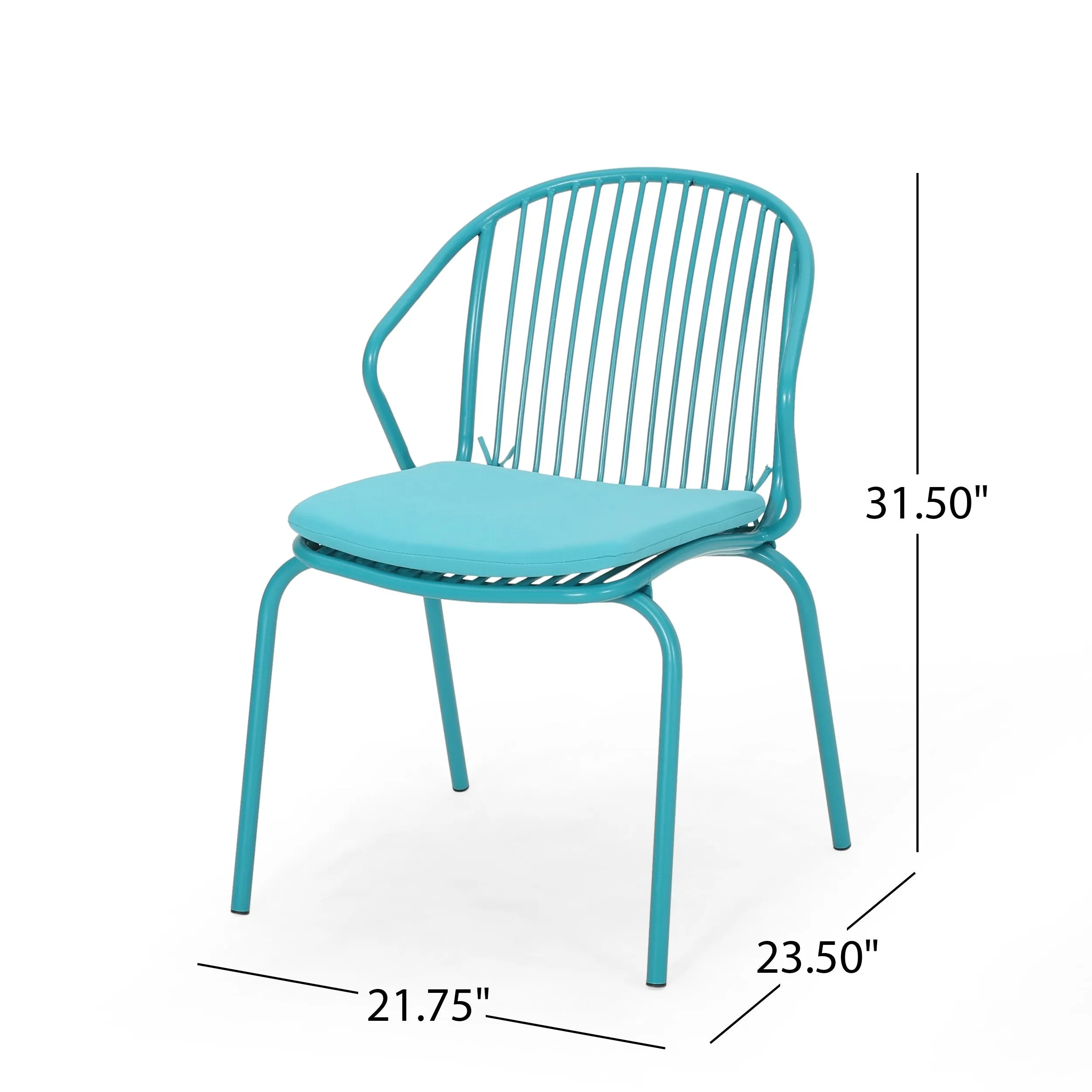 Outdoor Modern Iron Club Chair with Cushion (Set of 2) - NH717013