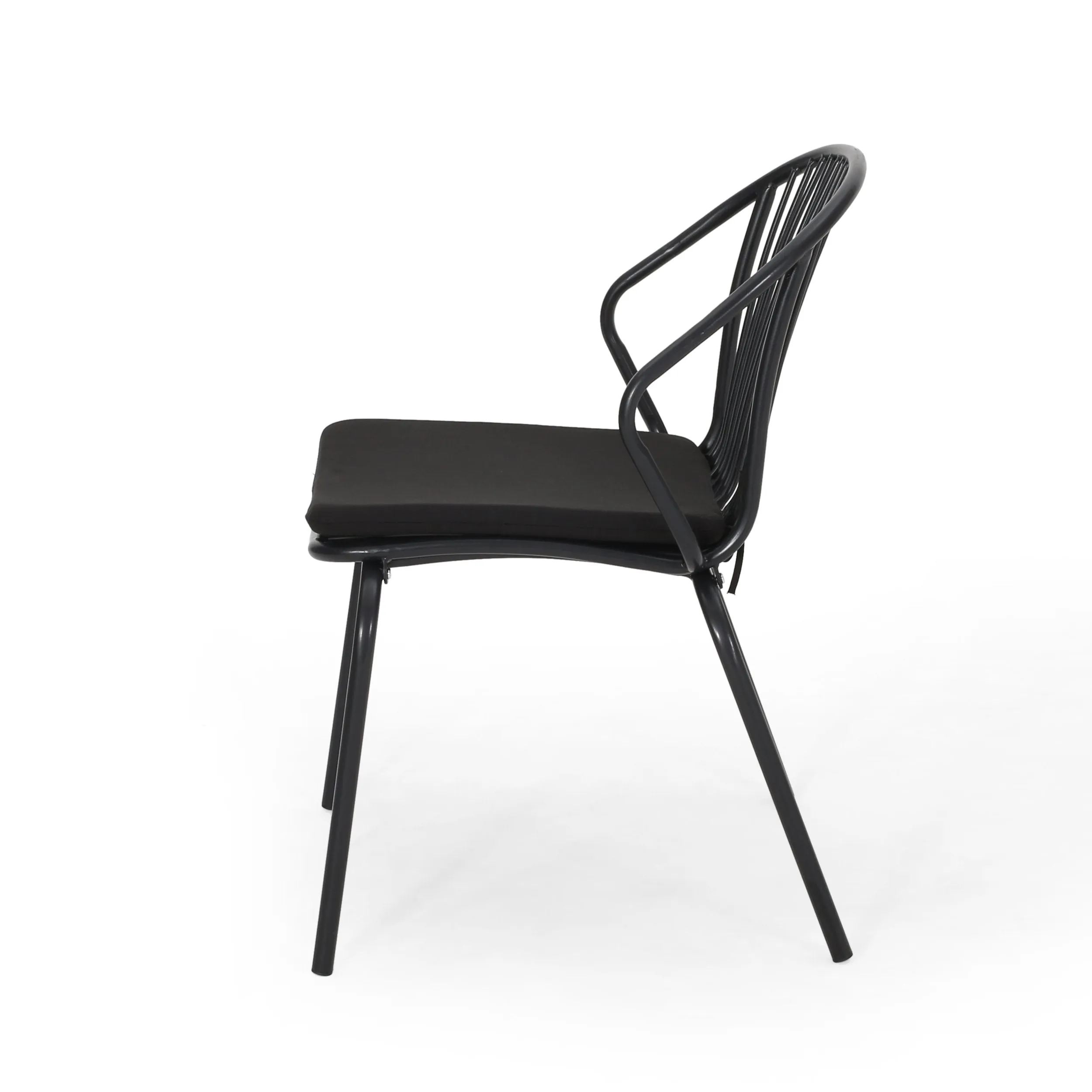 Outdoor Modern Iron Club Chair with Cushion (Set of 2) - NH717013