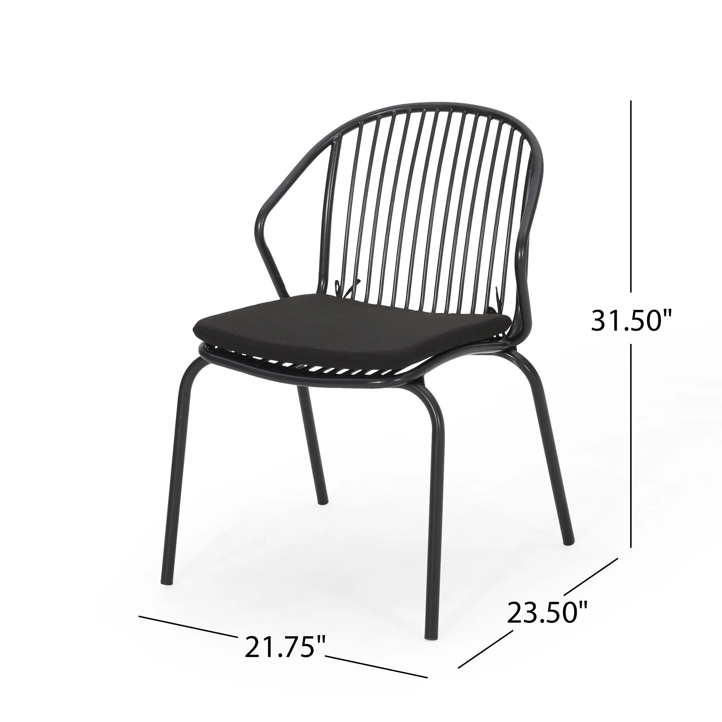 Outdoor Modern Iron Club Chair with Cushion (Set of 2) - NH717013