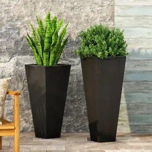 Outdoor Modern Large and Medium Cast Stone Planter Set - NH549213 patio chairs, outdoor seating
