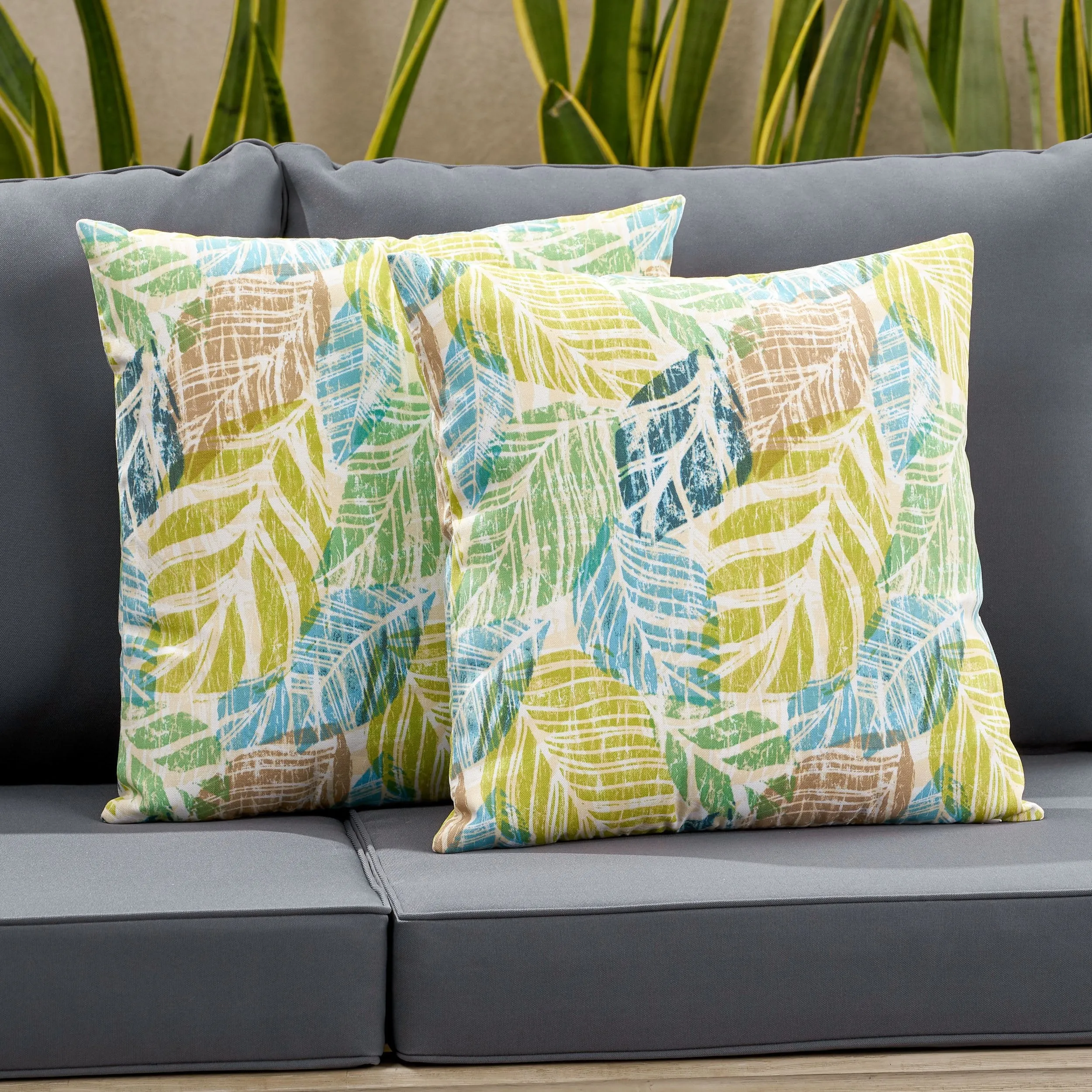 Outdoor Modern Square Water Resistant Fabric Pillow (Set of 2) - NH434013 patio chairs, outdoor seating
