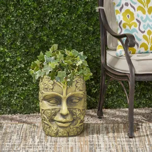 Outdoor Mother Earth Urn, Antique Green Finish - NH062903 patio chairs, outdoor seating
