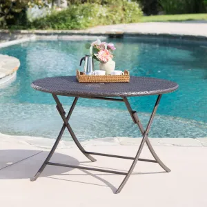 Outdoor Multi-brown Wicker Circular Foldable Dining Table - NH000203 patio chairs, outdoor seating