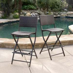 Outdoor Multibrown Wicker 28-Inch Barstools (Set of 2) - NH303003 patio chairs, outdoor seating