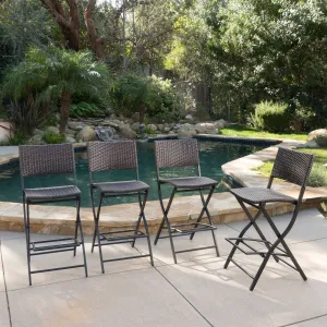 Outdoor Multibrown Wicker 28-Inch Barstools (Set of 4) - NH403003 patio chairs, outdoor seating