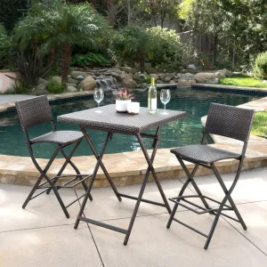 Outdoor Multibrown Wicker 3 Piece Bar Set - NH603003 patio chairs, outdoor seating