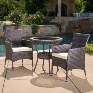 Outdoor Multibrown Wicker 3pc Bistro Set - NH068592 patio chairs, outdoor seating