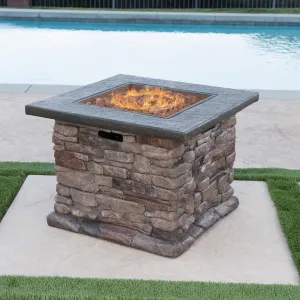 Outdoor Natural Stone Finished Propane Fire Pit -- 40,000 BTU - NH936303 patio chairs, outdoor seating