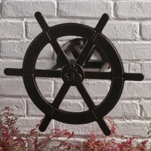 Outdoor Patina Copper Aluminum Ship Wheel Hose Holder - NH486303 patio chairs, outdoor seating